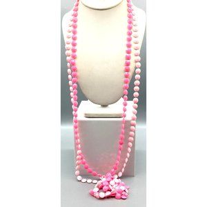 Vintage Shades of Pink Strand Necklace, Lot of 2 Early Plastic Beads, Super Long